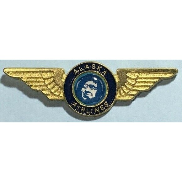 ALASKA Airlines Winged Logo Pin Black & Blue Variation  Double Post back pin - Picture 1 of 2